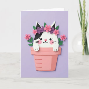 Süße Florale Katzen-Muttertags-Karte Karte