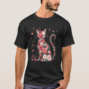 Süße florale Katzenkunst Blumenkatzenbesitzer und  T-Shirt