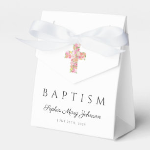 Süße florale Kreuz religiöse Taufe Geschenkschachtel