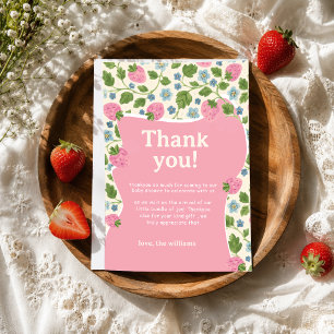 Süße Florale Pinke Beeren Baby Shower Dankeskarte