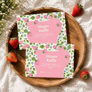 Süße Florale Rosa Beeren Diaper-Raffle Begleitkarte