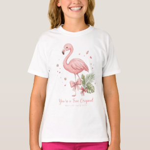 Süße florale rosa Flamingo Mädchen T-Shirt
