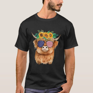 Süße florale schottische Highland-Kuh Aquarell 4.  T-Shirt