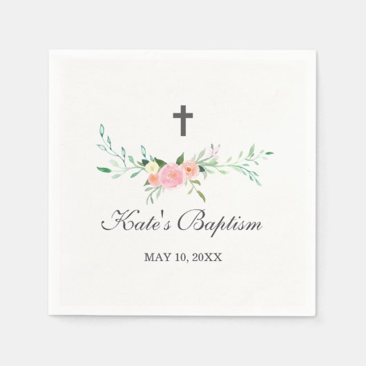 Süße Florale Taufe Serviette (Vorderseite)