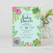 Süße Florida-Tiere Baby Shower Einladung (Stehend Vorderseite)