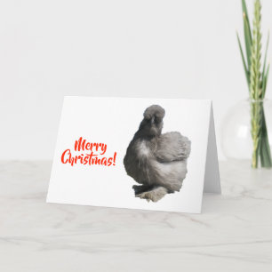 Süße Fluffige Blaue Silkie-Henne Frohe Weihnachten Karte