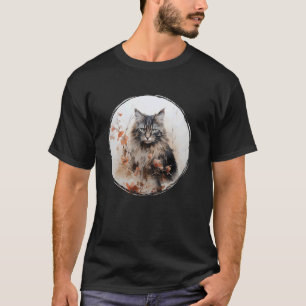 Süße Fluffige Graue & Braune Getigerte Katze und B T-Shirt