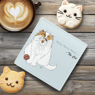 Süße Fluffige Perserkatze Lustiges Miauen Blau Glasuntersetzer