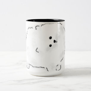 Süße Fluffige Weiße Bichon Pomeranian Hund Doodle Zweifarbige Tasse