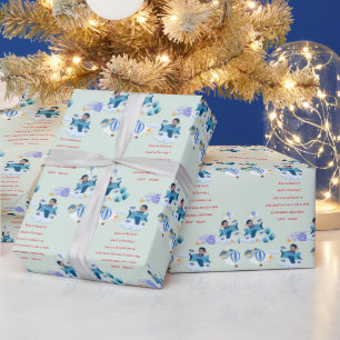 Süße Flugzeug-Kinder-Geburtstagseinladung Geschenkpapier