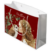 Süße Forestcore-Weihnachtsfee Große Geschenktüte (Rückseite Schrägansicht)