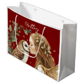 Süße Forestcore-Weihnachtsfee Große Geschenktüte (Vorderseite Schrägansicht)