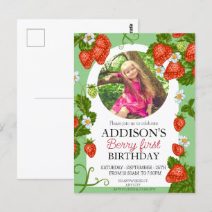 Süße Foto Rot Blaue Beere Süße 1. Geburtstag Postkarte