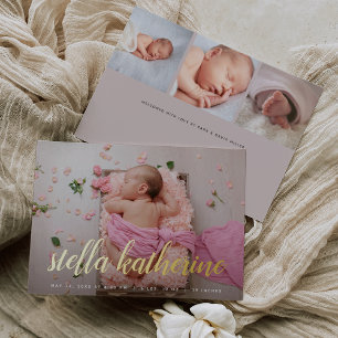 Süße Fotocollage-Folie-Geburtsanzeige Folieneinladung