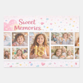 Süße Fotocollage-Geschenkverpackung mit pastellfar Geschenkpapier Set