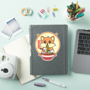 Süße Fox isst Ramen Kawaii Japanisches Essen Gesch Aufkleber