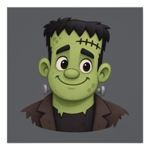 Süße Frankenstein Halloween Cartoon-Illustration Poster