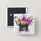 Süsse-Franzose-Stier-Hund Button (Vorne & Hinten)