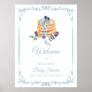Süße französische Blaubeerpfannkuchen-Baby-Shower- Poster