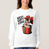 Süße Französische Bulldogge als Weihnachtsgeschenk Sweatshirt (Vorderseite)