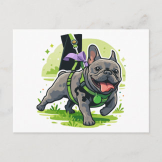 Süße Französische Bulldogge beim Spaziergang im Pa Postkarte