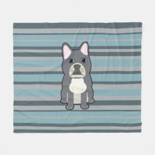 Süße Französische Bulldogge Blaue Streifen Fleecedecke