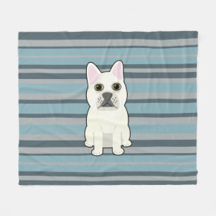 Süße Französische Bulldogge Blaue Streifen Fleecedecke