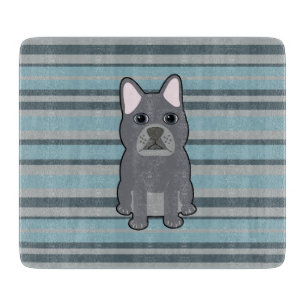 Süße Französische Bulldogge Blaue Streifen Schneidebrett