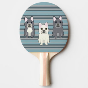 Süße Französische Bulldogge Blaue Streifen Tischtennis Schläger