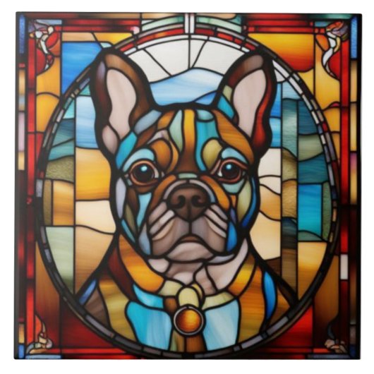 Süße Französische Bulldogge Dekorative Fliese (Vorderseite)
