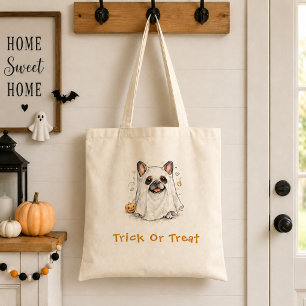 Süße Französische Bulldogge Halloween-Geist Trick  Tragetasche