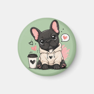 Süße Französische Bulldogge Hoodie Illustration Magnet