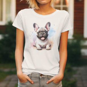 Süße Französische Bulldogge in Aquarell T-Shirt