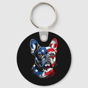 Süße Französische Bulldogge Lustiger Hund USA Amer Schlüsselanhänger