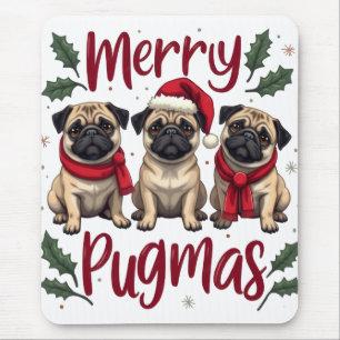 Süße französische Bulldogge mit Weihnachtsmannmütz Mousepad