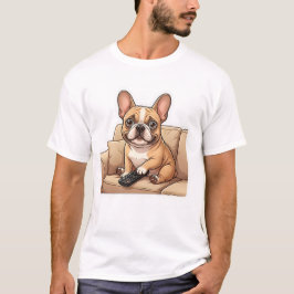 Süße Französische Bulldogge schaut Cartoon im Fern T-Shirt