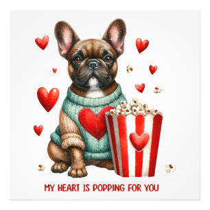 Süße französische Bulldogge Valentinstag Herz Fotodruck