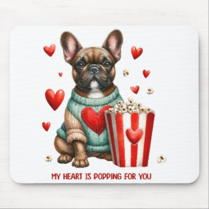 Süße französische Bulldogge Valentinstag Herz Mousepad
