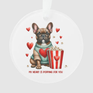 Süße Französische Bulldogge Valentinstag Herz Ornament