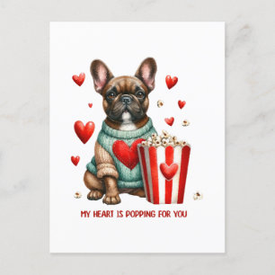Süße französische Bulldogge Valentinstag Herz Postkarte