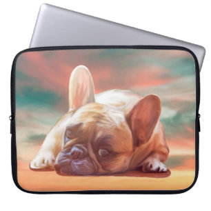 Süße Französische Bulldogge Wasserfarben-Kunstmale Laptopschutzhülle