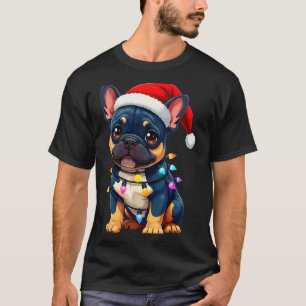 Süße Französische Bulldogge Weihnachten Santa Haus T-Shirt
