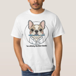 Süße Französische Bulldogge Zahnarzt Illustration  T-Shirt