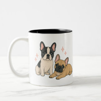 Süße Französische Bulldoggen-Welpen-Illustration Zweifarbige Tasse