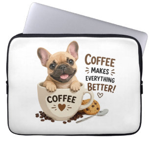 Süße Französische Kaffee-Liebhaber-Illustration Laptopschutzhülle