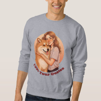 Süße Frau und Hund kuscheln Sweatshirt