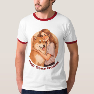 Süße Frau und Hund kuscheln T-Shirt