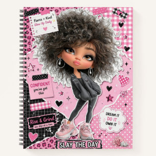 Süße freche rosa Puppen-Collage Spiralblock Notizblock