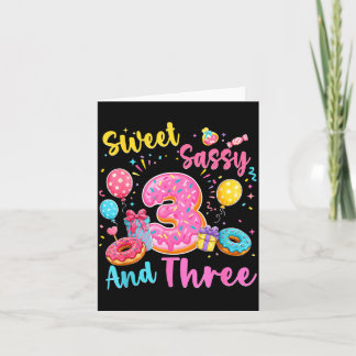 Süße freche und drei 3. Geburtstag süße Donut Karte
