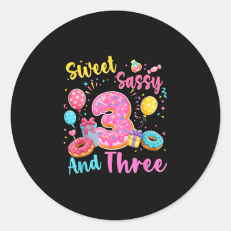 Süße freche und drei 3. Geburtstag süße Donut Runder Aufkleber